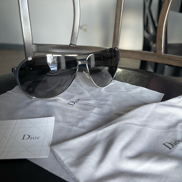 Christian Dior | NWOT womens silver blue polarized DiorChicago2STR sunglasses - Picture 8 of 8